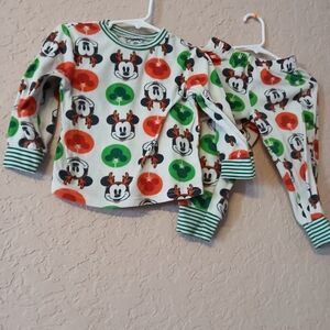 Kids Cartoon Print Pajamas Set - Red, Green, White